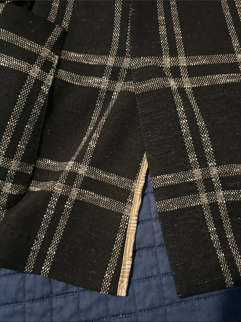 BOSS (Hugo Boss) Black Blazer with Cream Windowpane Check, Slim Fit, 42R